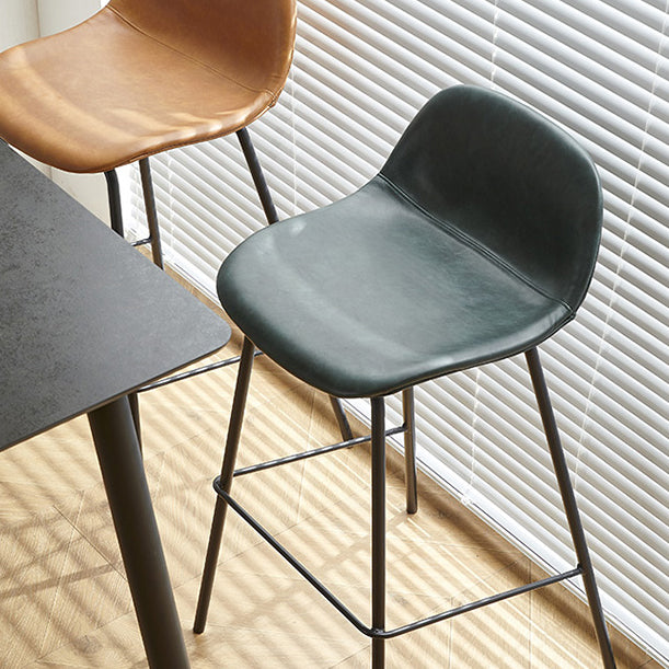 Low Back Dining Stools Faux Leather Bar Stools with Metal Base