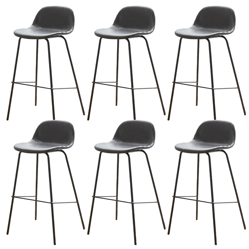 Low Back Dining Stools Faux Leather Bar Stools with Metal Base