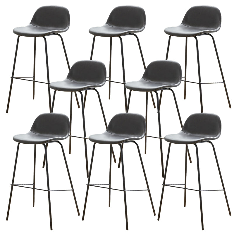 Low Back Dining Stools Faux Leather Bar Stools with Metal Base