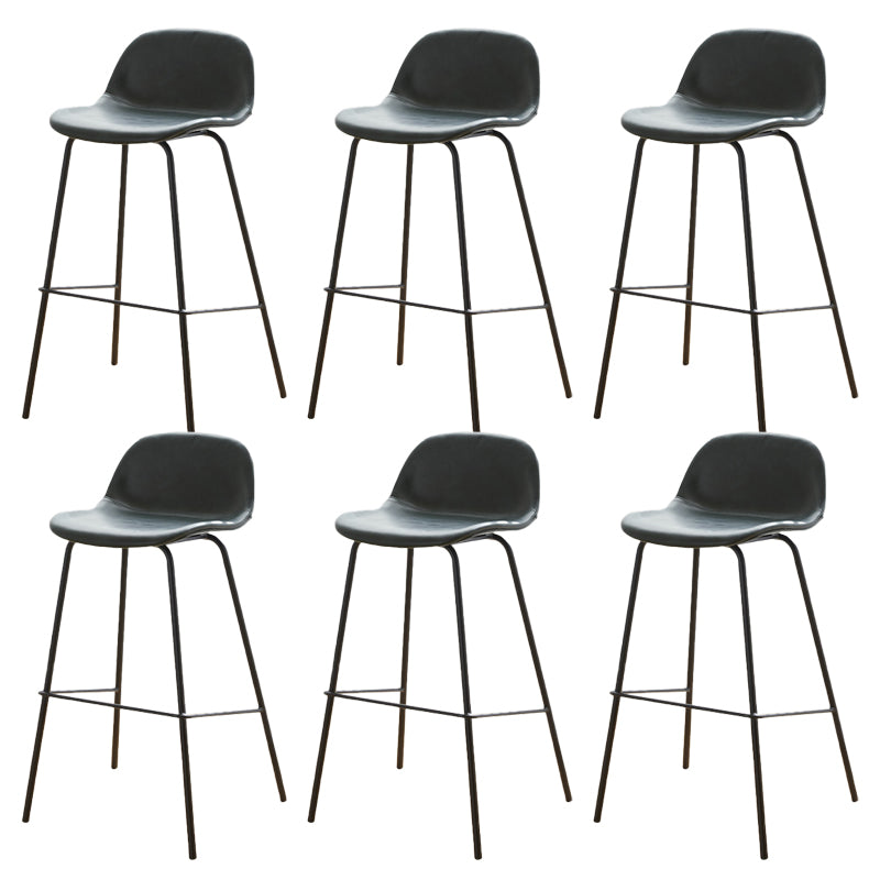 Low Back Dining Stools Faux Leather Bar Stools with Metal Base
