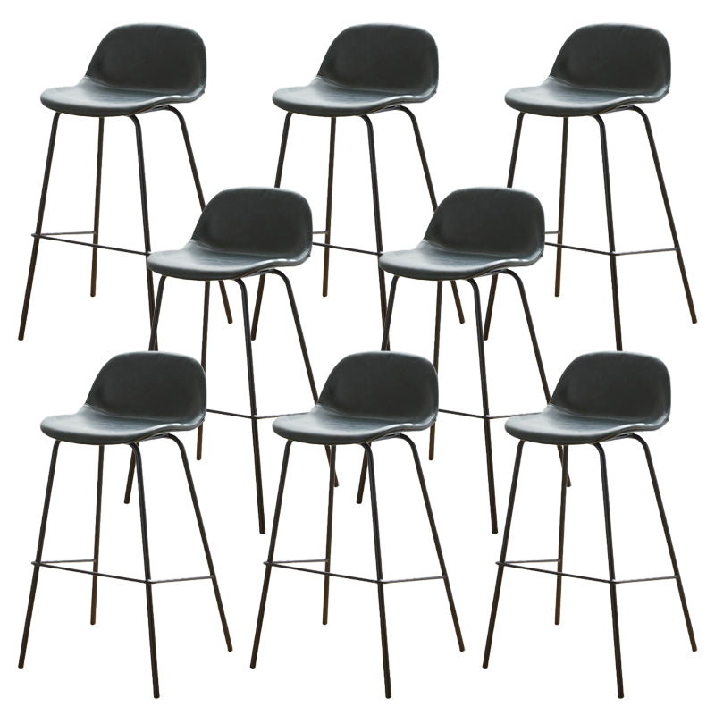Low Back Dining Stools Faux Leather Bar Stools with Metal Base