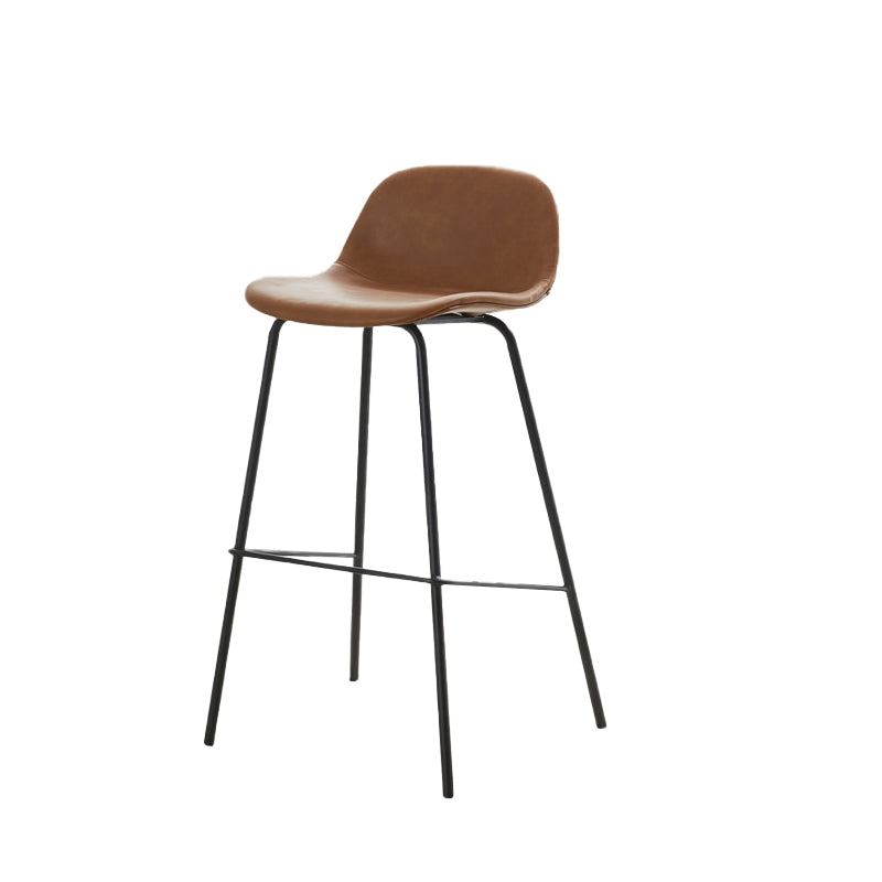 Low Back Dining Stools Faux Leather Bar Stools with Metal Base