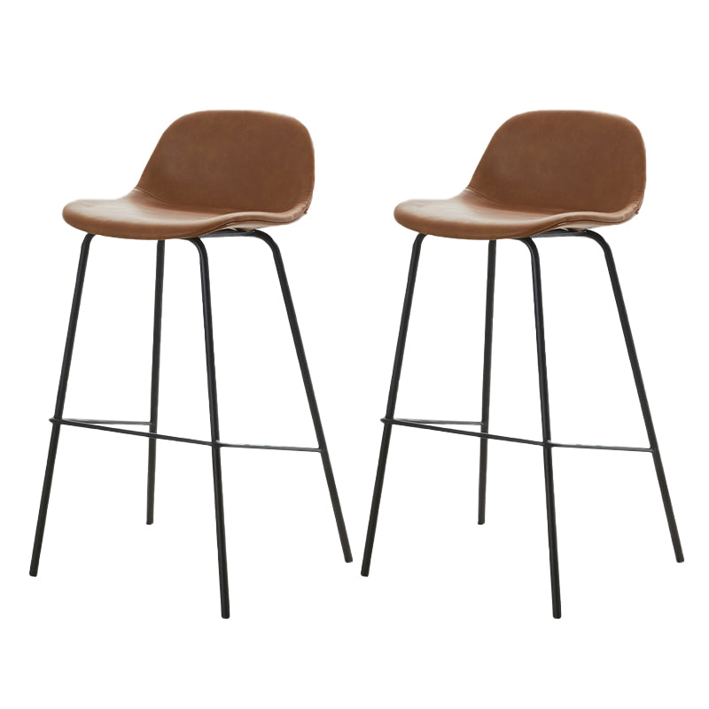 Low Back Dining Stools Faux Leather Bar Stools with Metal Base