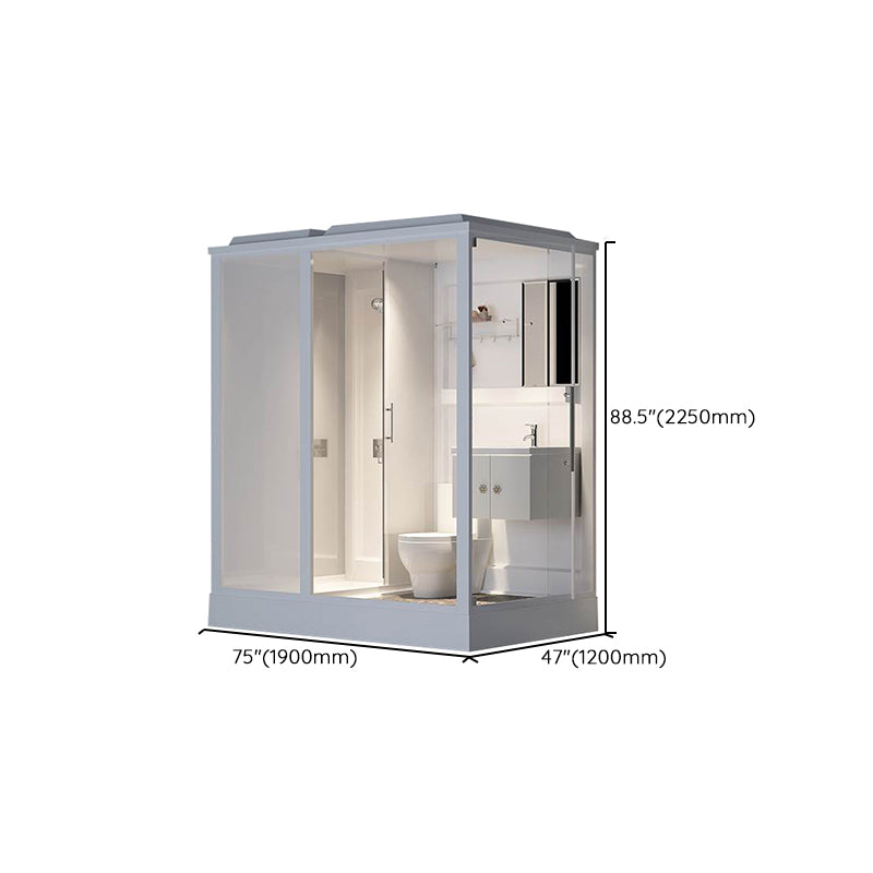 White Shower Stall Framed Single Sliding Rectangle Shower Kit