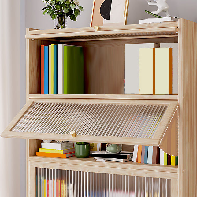 Natural Contemporary Cabinet, Solid Wood Accent Cabinet with Doors