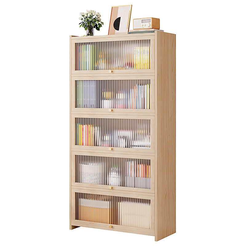 Natural Contemporary Cabinet, Solid Wood Accent Cabinet with Doors