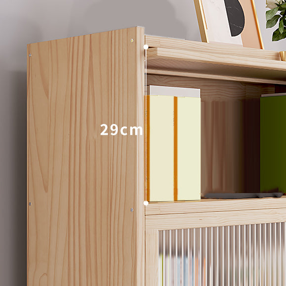 Natural Contemporary Cabinet, Solid Wood Accent Cabinet with Doors