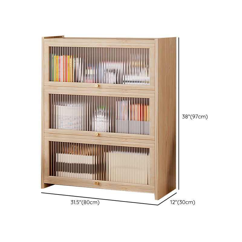 Natural Contemporary Cabinet, Solid Wood Accent Cabinet with Doors