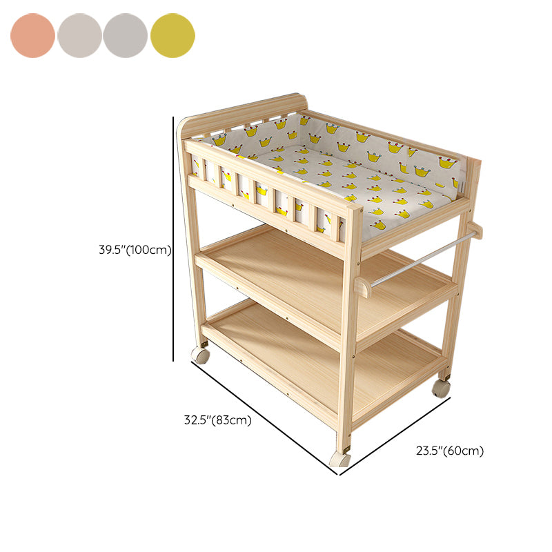 Wooden Shelf Changing Table with Pad and Storage Flat Top Baby Changing Table