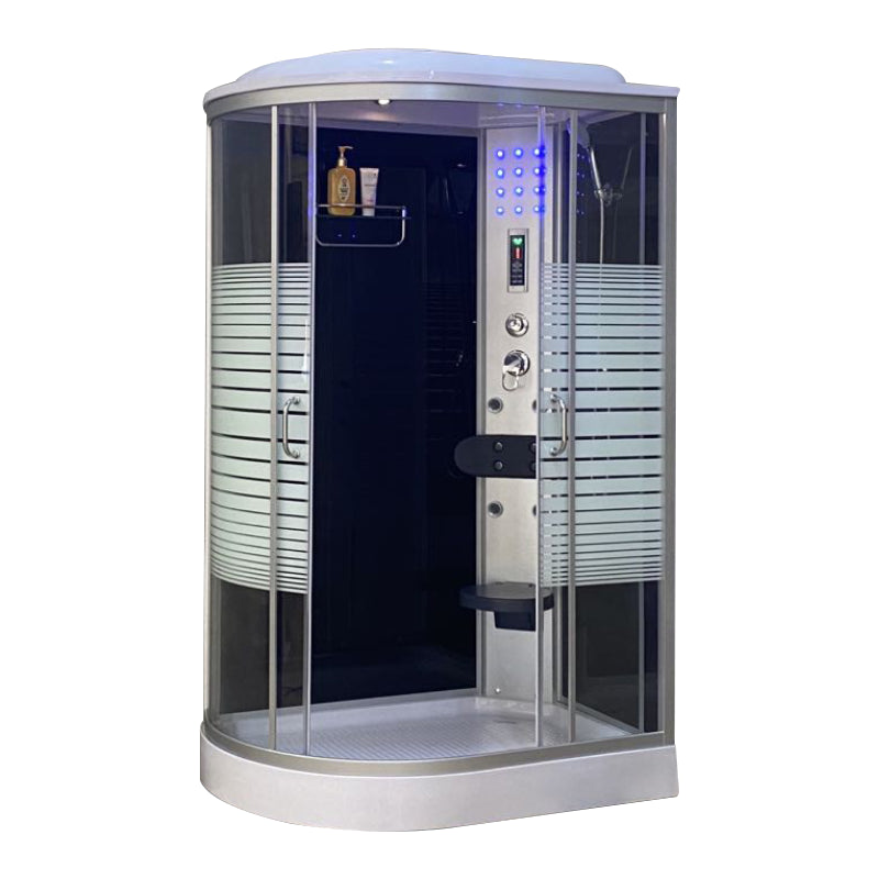 Rectangle Corner Shower Stall Semi-Frameless Double Sliding Shower Enclosure