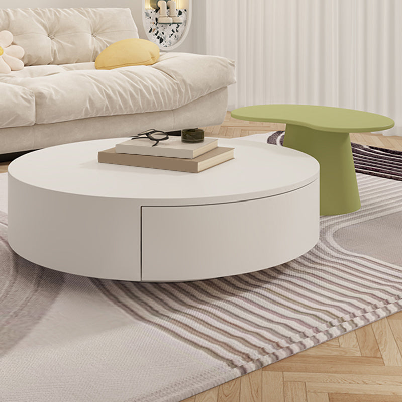 White Coffee Table Wooden 2 Piece Nesting Tables with Storage Drawer