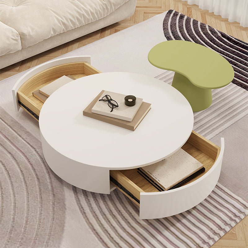 White Coffee Table Wooden 2 Piece Nesting Tables with Storage Drawer