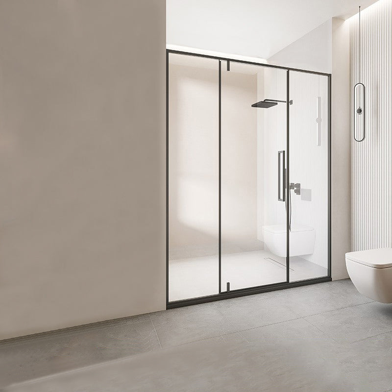 Black Full Frame One-line Pivot Door, Tempered Glass Shower Door