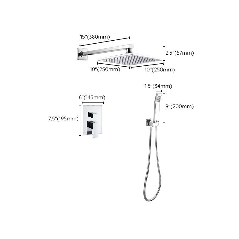 Modern Shower System Brass Adjustable Spray Pattern Ceiling Mounted Shower Combo