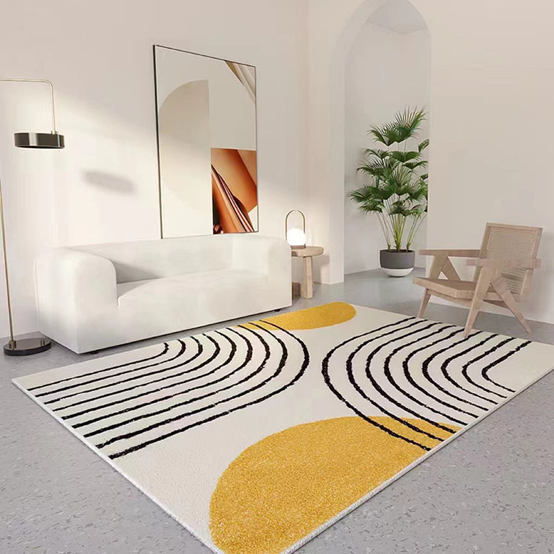Yellow Modern Carpet Pattern Polyester Carpet Tear Resistant Carpet for Home Decor