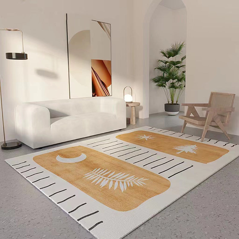 Yellow Modern Carpet Pattern Polyester Carpet Tear Resistant Carpet for Home Decor