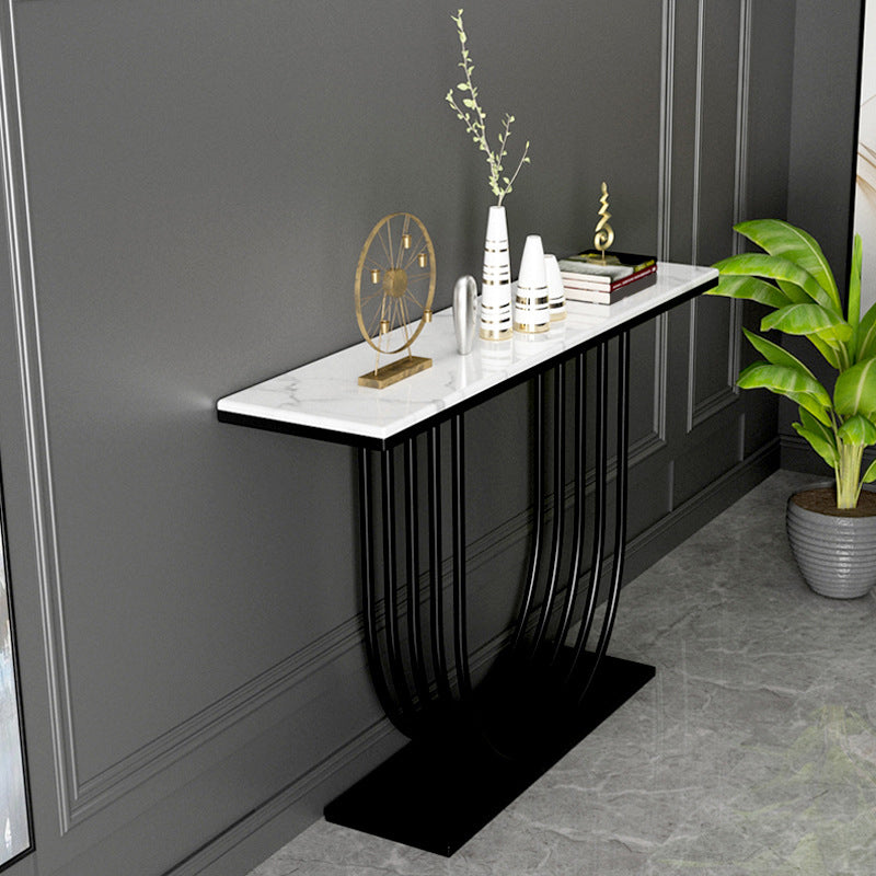 Glam Marble Console Table Rectangle Console Accent Table for Hall
