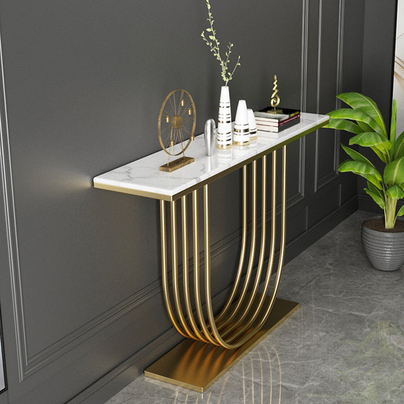 Glam Marble Console Table Rectangle Console Accent Table for Hall