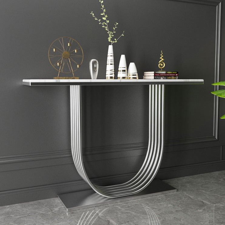 Glam Marble Console Table Rectangle Console Accent Table for Hall