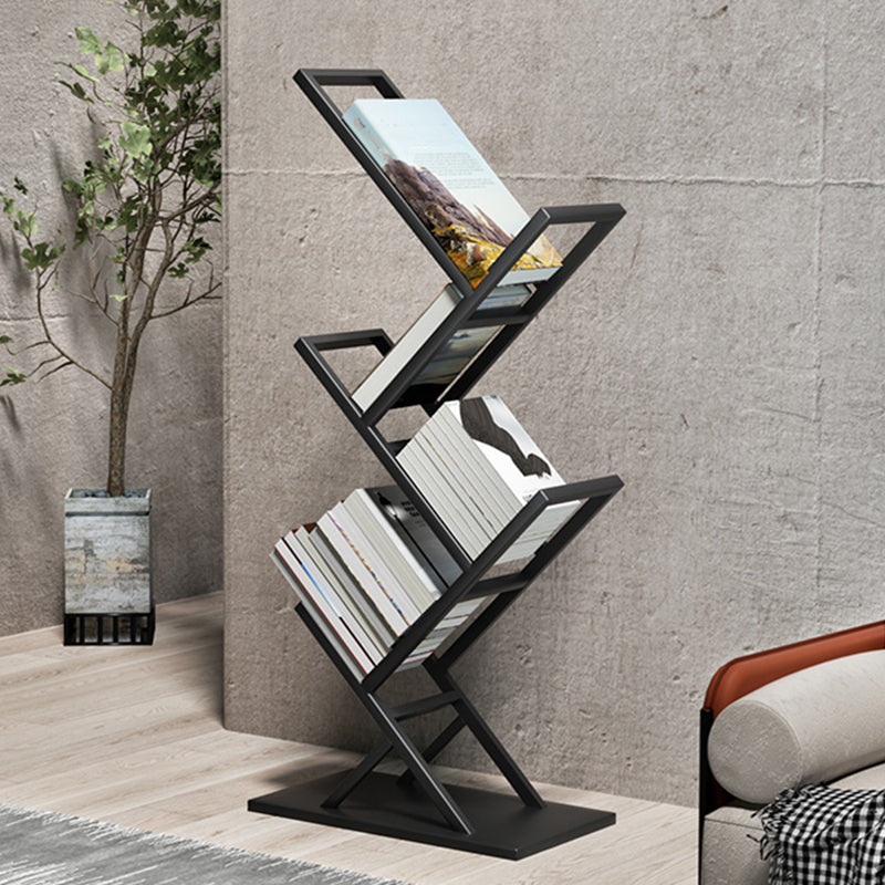 Standard Metal Bookcase Contemporary Open Back Bookshelf with Shelves