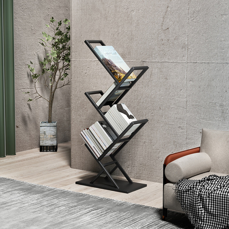 Standard Metal Bookcase Contemporary Open Back Bookshelf with Shelves