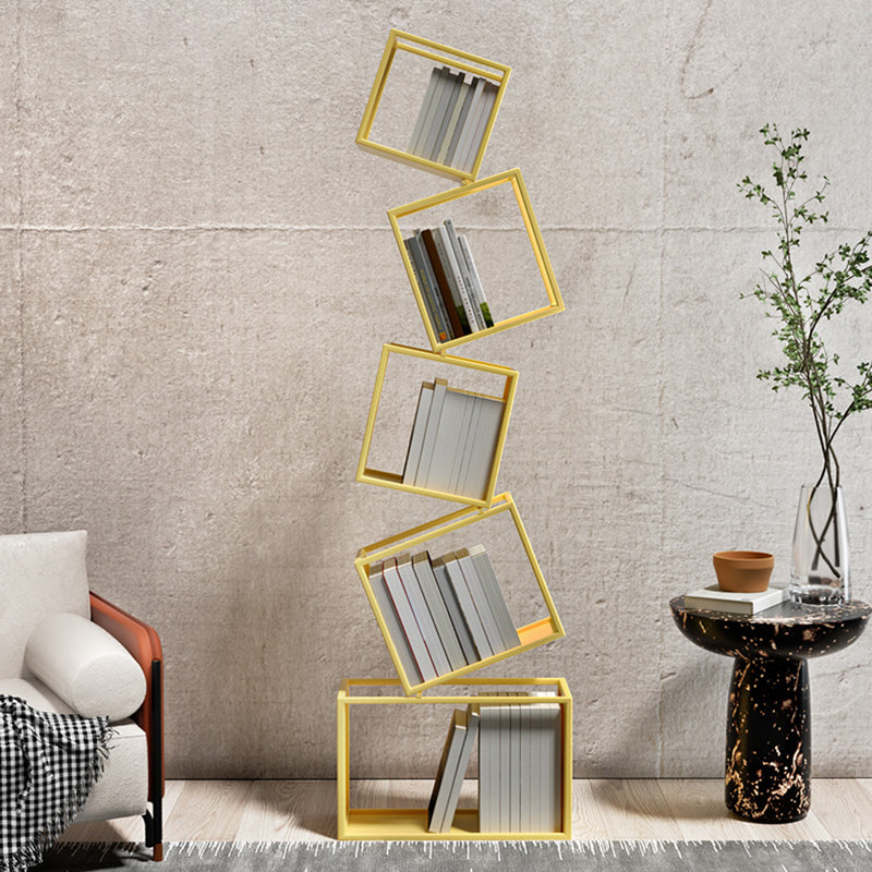 Standard Metal Bookcase Contemporary Open Back Bookshelf with Shelves