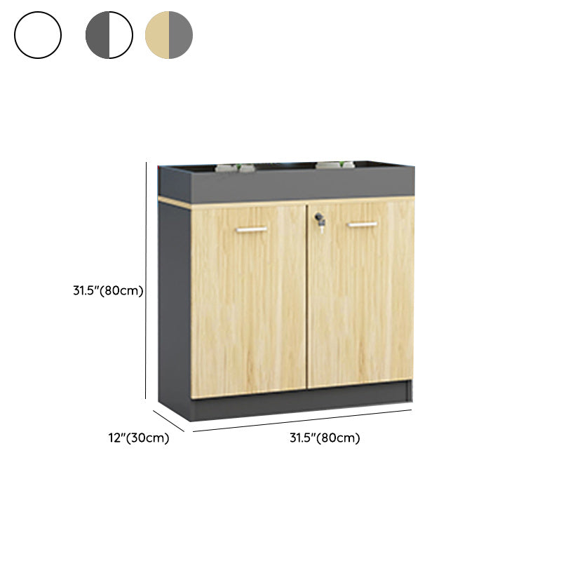 Contemporary Style File Cabinet Wooden Frame Lock Storage Filing Cabinet