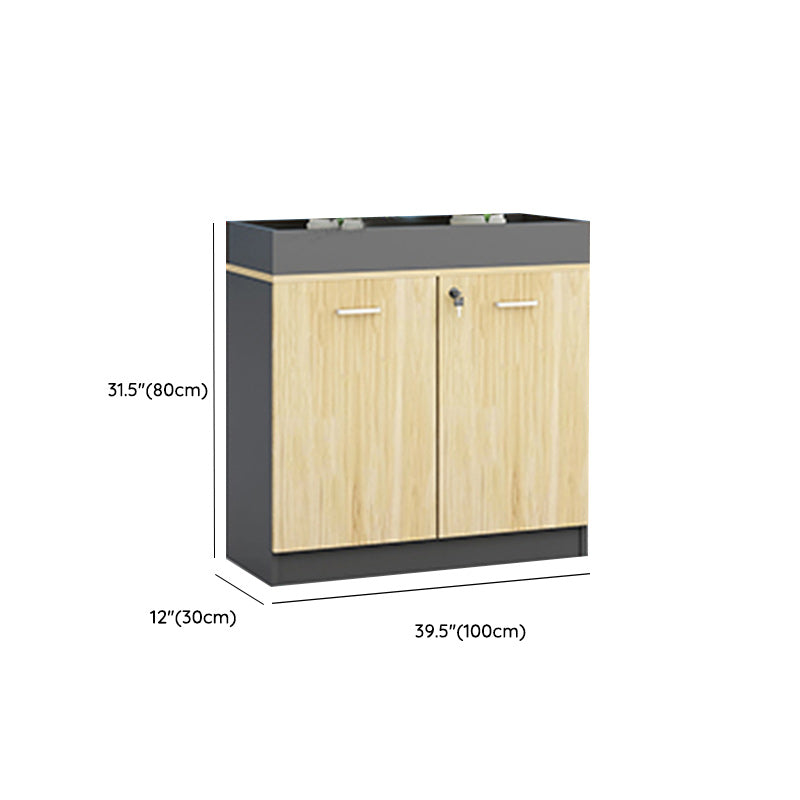 Contemporary Style File Cabinet Wooden Frame Lock Storage Filing Cabinet