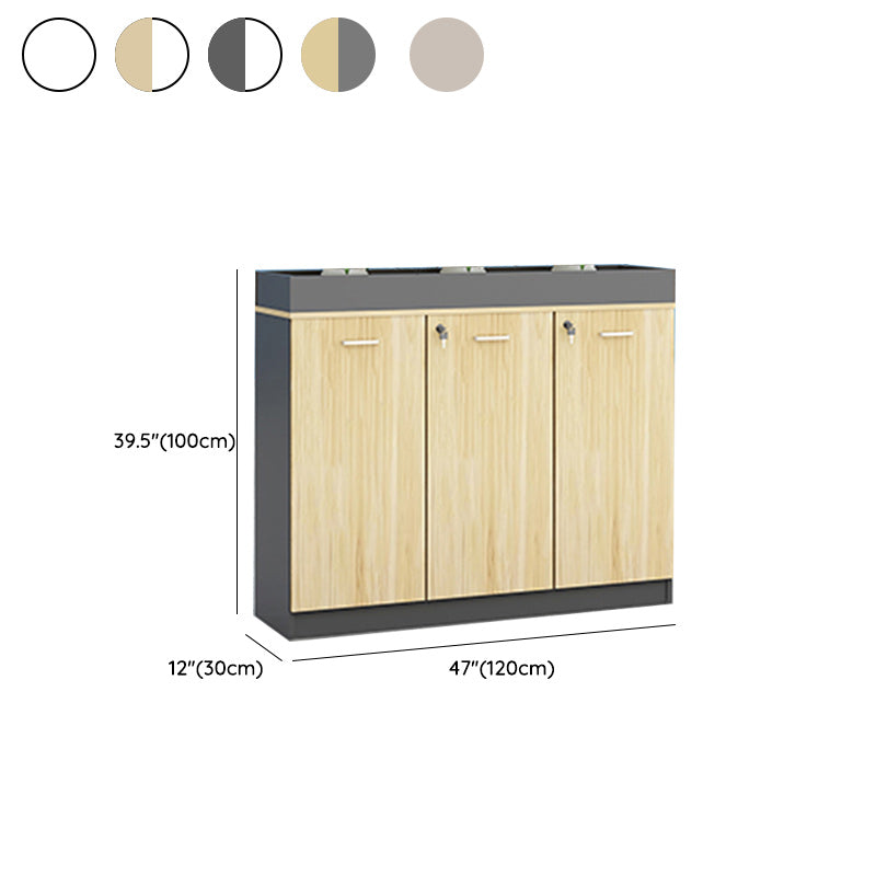 Contemporary Style File Cabinet Wooden Frame Lock Storage Filing Cabinet