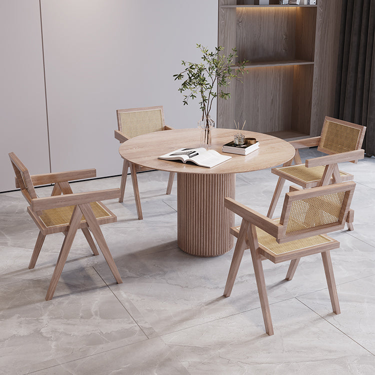Modern Style Dinette Set 1/2/3/5 Pcs Round Solid Wood Dinette Table with Solid Chairs