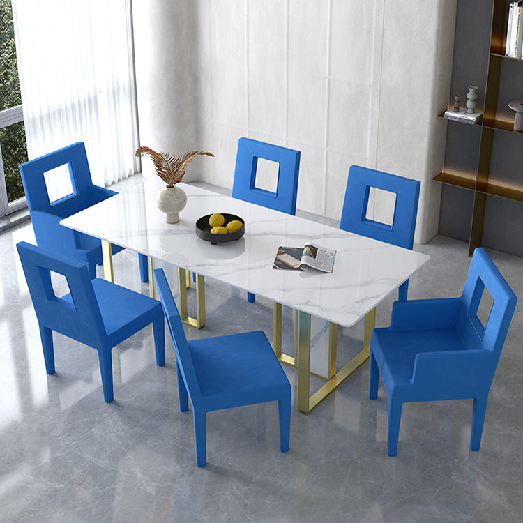 Glam Style Dinette Set 1/5/7 Pcs Dining Set with Rectangle Stone Table