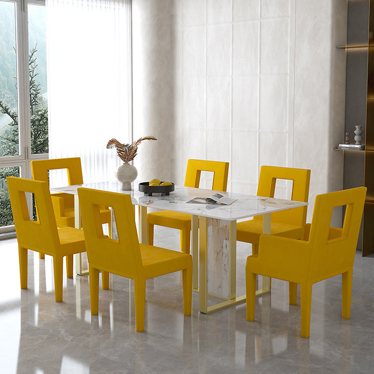 Glam Style Dinette Set 1/5/7 Pcs Dining Set with Rectangle Stone Table