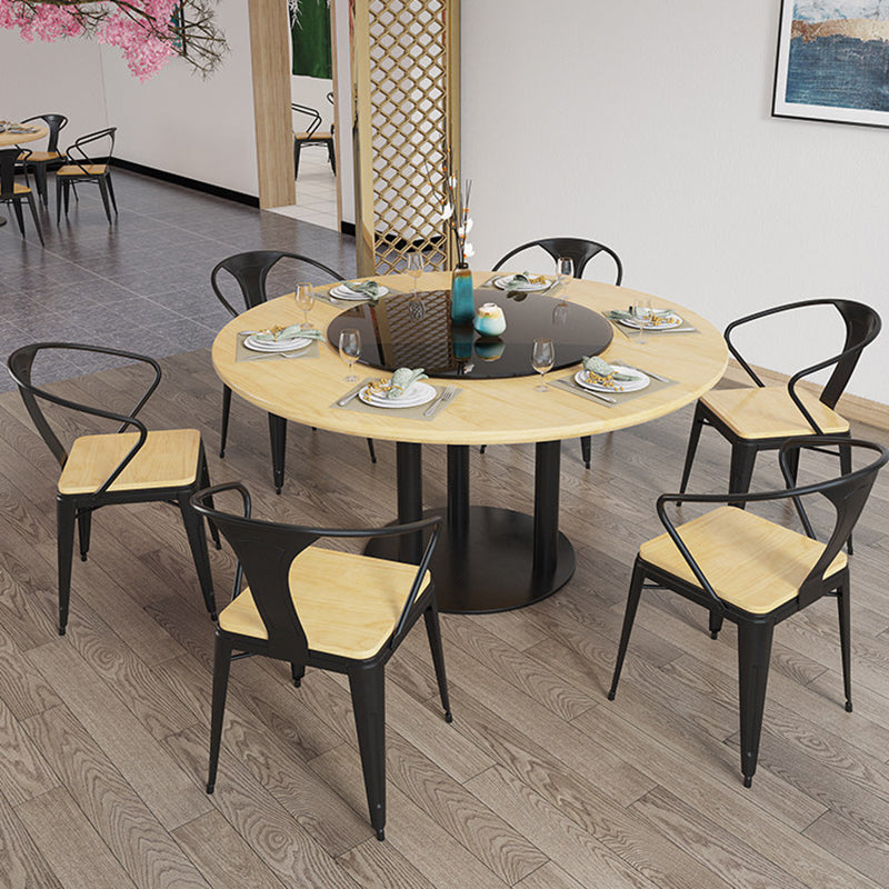 Round Solid Wood Dining Set 1/4/7 Pieces Dinette Set for Kitchen