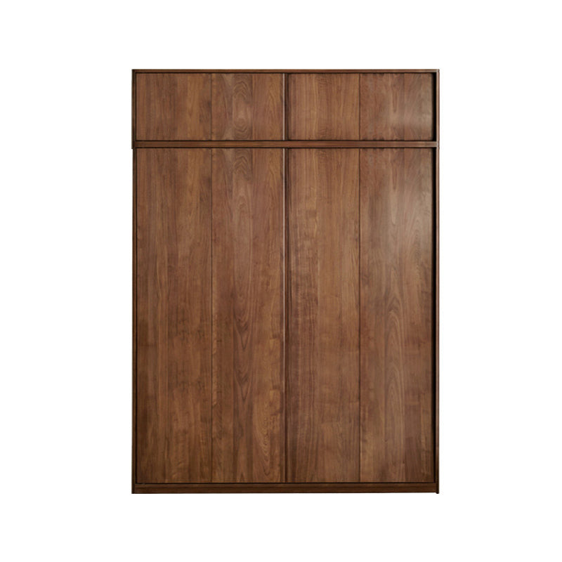 Walnut Solid Wood Wardrobe Freestanding Wardrobe with Sliding Doors
