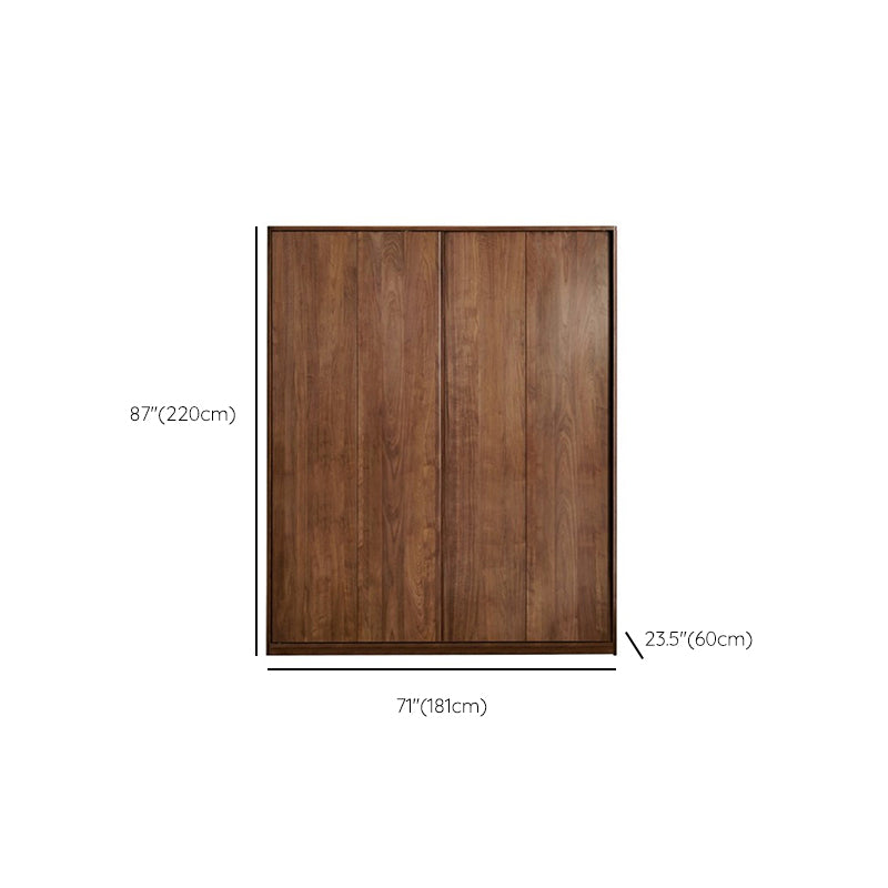 Walnut Solid Wood Wardrobe Freestanding Wardrobe with Sliding Doors