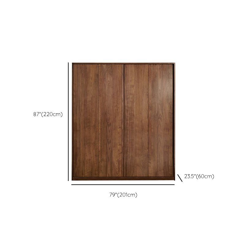 Walnut Solid Wood Wardrobe Freestanding Wardrobe with Sliding Doors