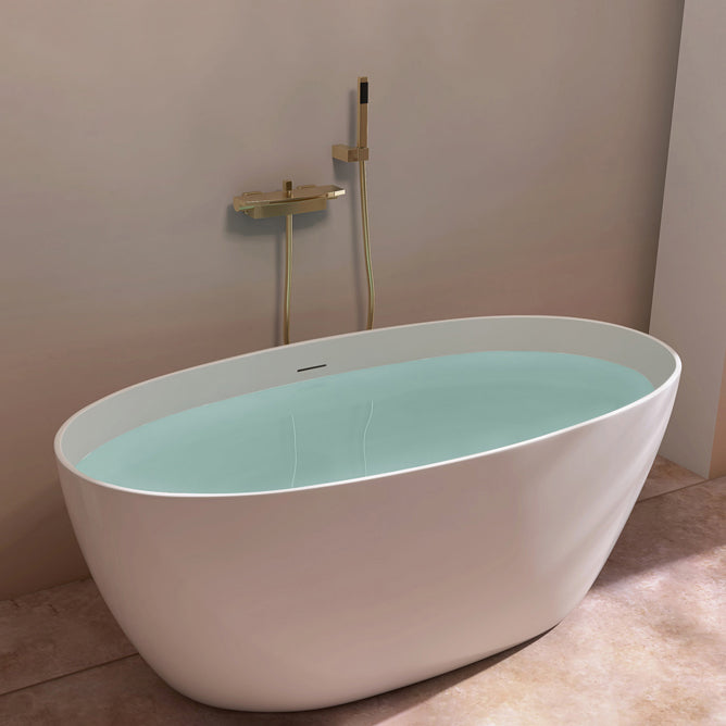 Antique Finish Soaking Bathtub Oval Modern Stand Alone Bath Tub