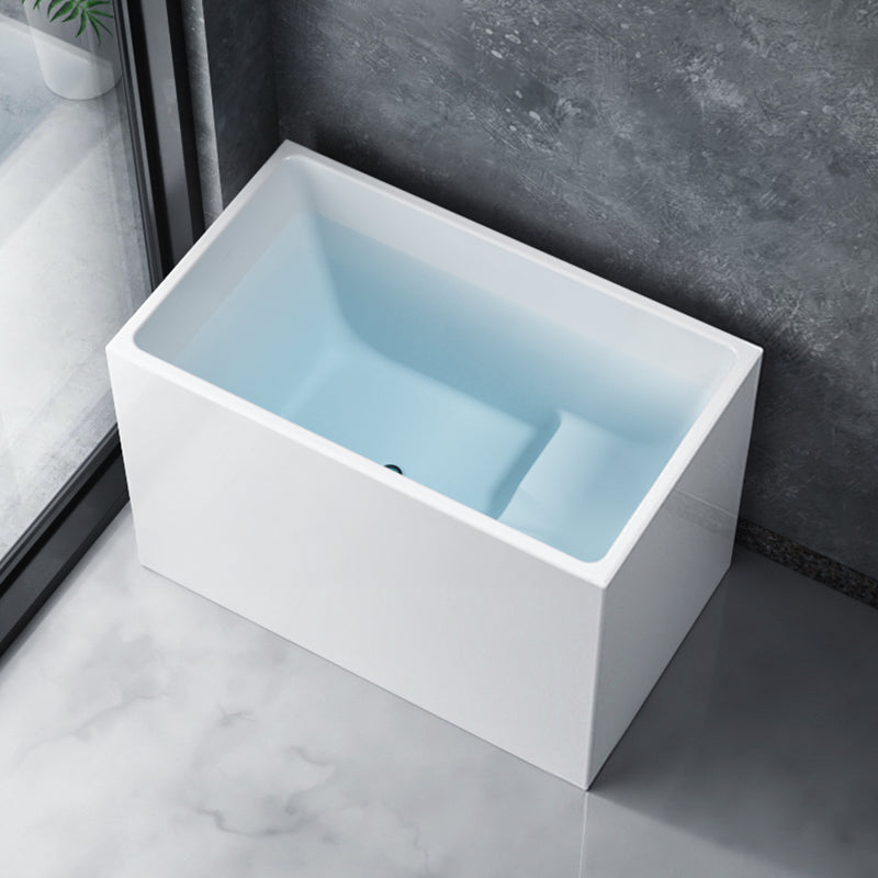 White Freestanding Bathtub Acrylic Soaking Rectangular Modern Bath