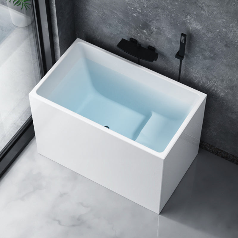 White Freestanding Bathtub Acrylic Soaking Rectangular Modern Bath