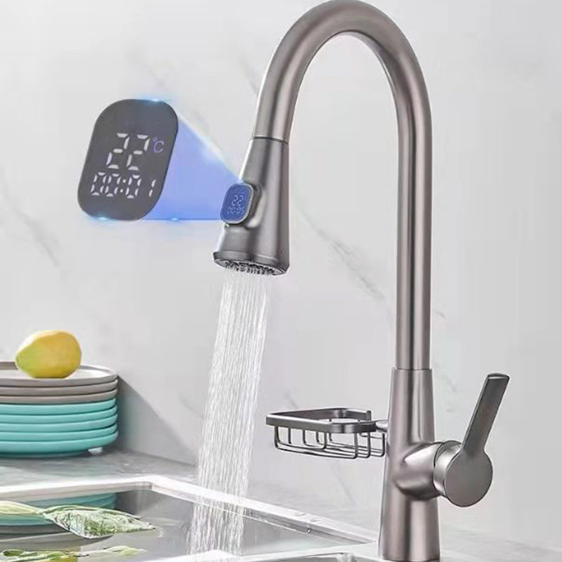 Contemporary Pull Out Kitchen Faucet One Handle High Arch Water Filler