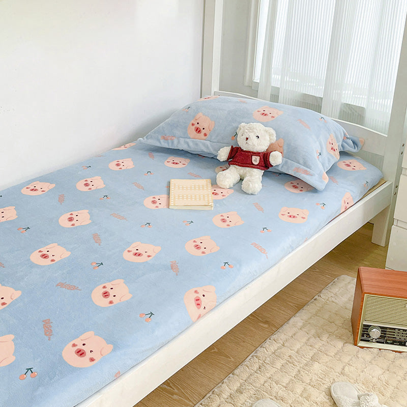 Animal Print Bed Sheet Set Modern Flannel Fitted Sheet for Bedroom