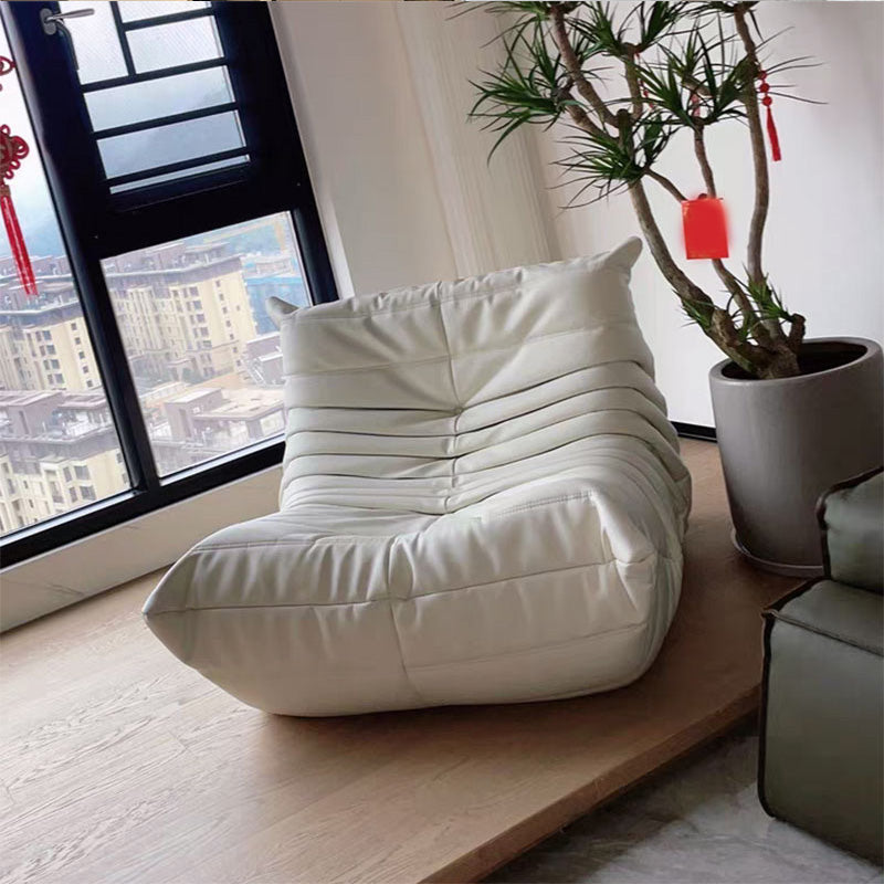 40" Wide Contemporary Sofa Leather Tufted Split-Back Stationary Seating