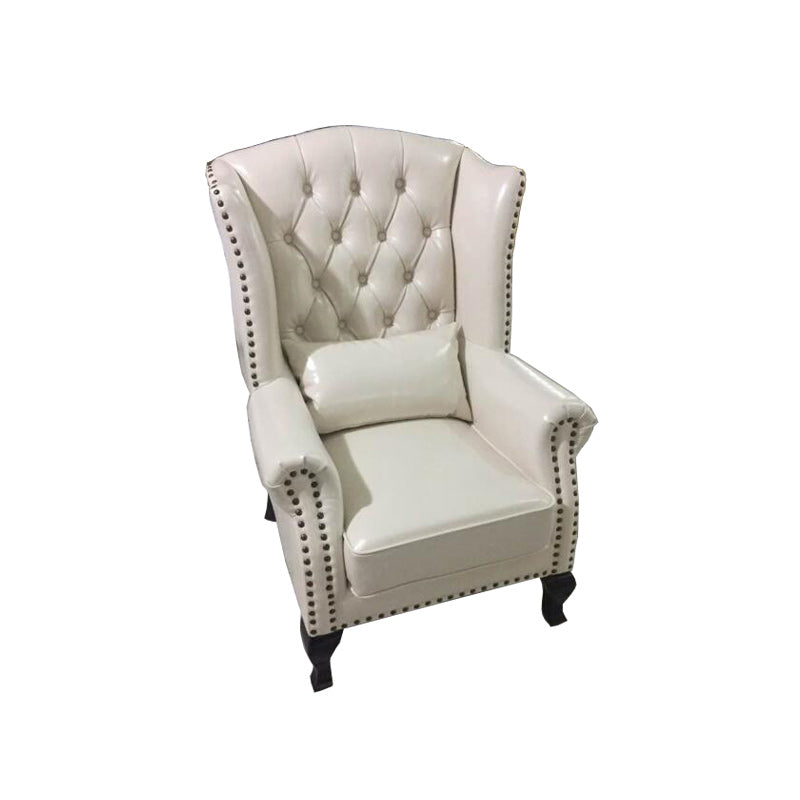 Traditional Rolled Arms Wingback Chair Tufted Back Nailhead Trim Chair