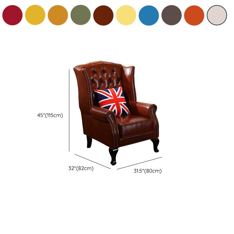 Traditional Rolled Arms Wingback Chair Tufted Back Nailhead Trim Chair