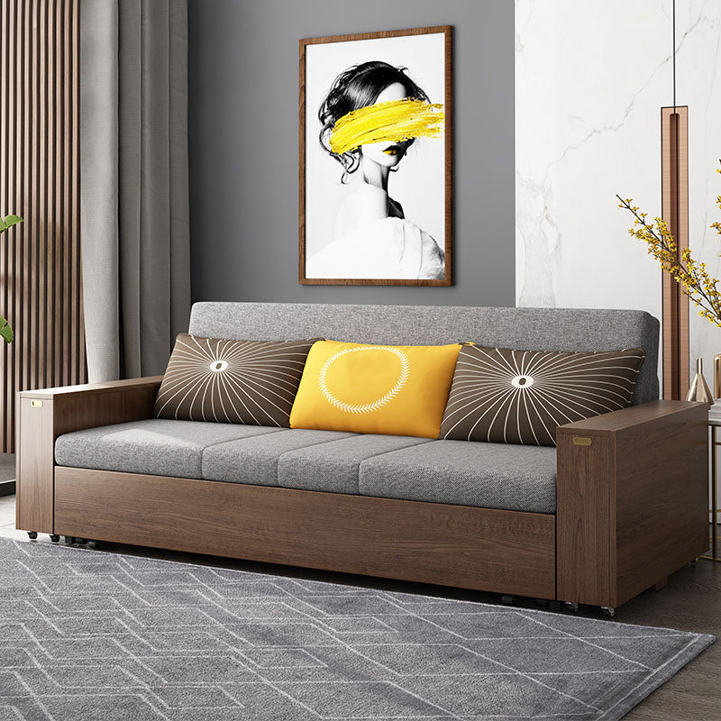 29" Wide Contemporary Sofa Futon Gray Storage Fabric Sleeper Sofa