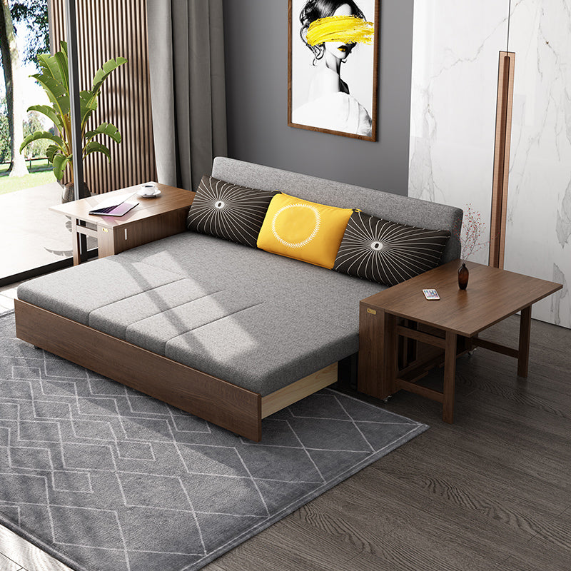 29" Wide Contemporary Sofa Futon Gray Storage Fabric Sleeper Sofa