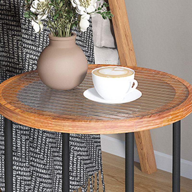 Glass & Slate Round Coffee Table Set Tropical Shelf Included Cocktail Table