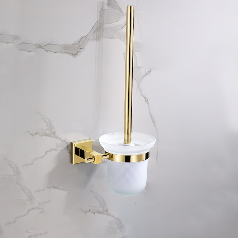 Gold Modern Bathroom Set, Polished Gold, 4 Piece, Towel Bar, Paper Holder