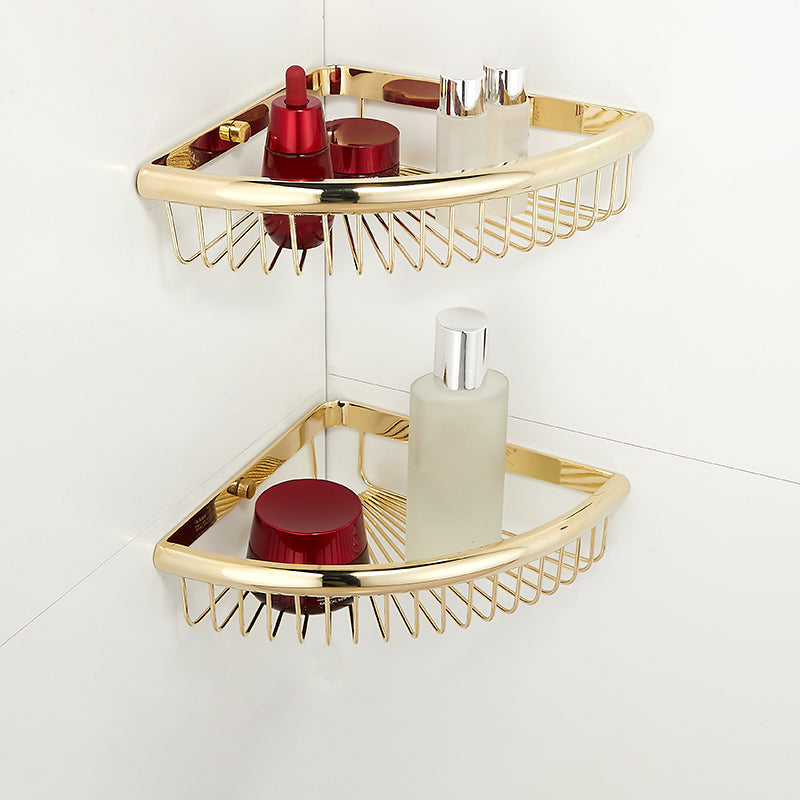 Gold Modern Bathroom Set, Polished Gold, 4 Piece, Towel Bar, Paper Holder