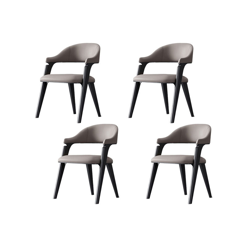 Industrial Style Arm Dining Chair Faux Leather Open Back Dining Chair for Bedroom